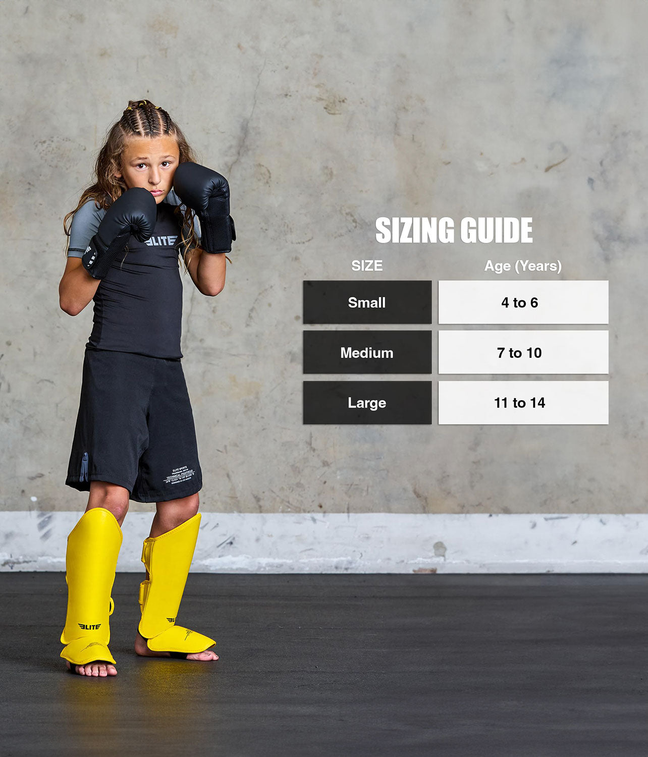 Kids' Plain Yellow Boxing Shin Guard : 7 to 10 Years