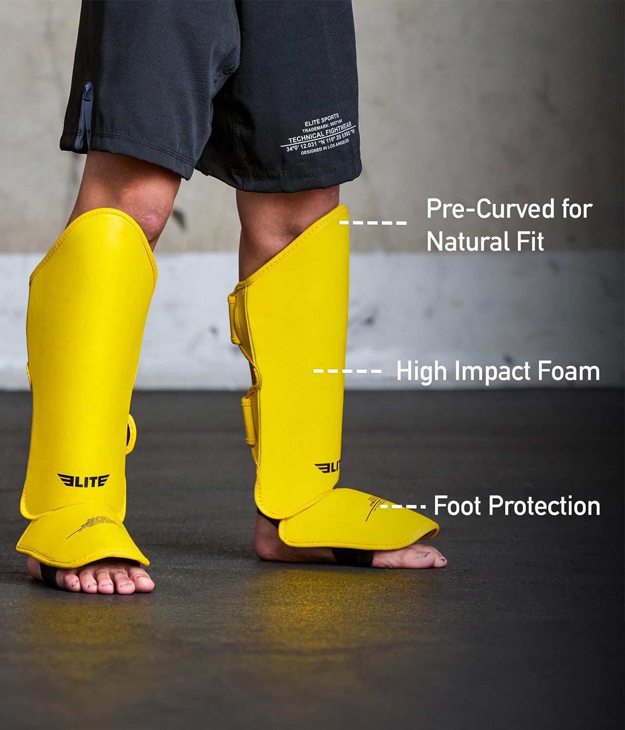 Kids' Plain Yellow Boxing Shin Guard : 7 to 10 Years