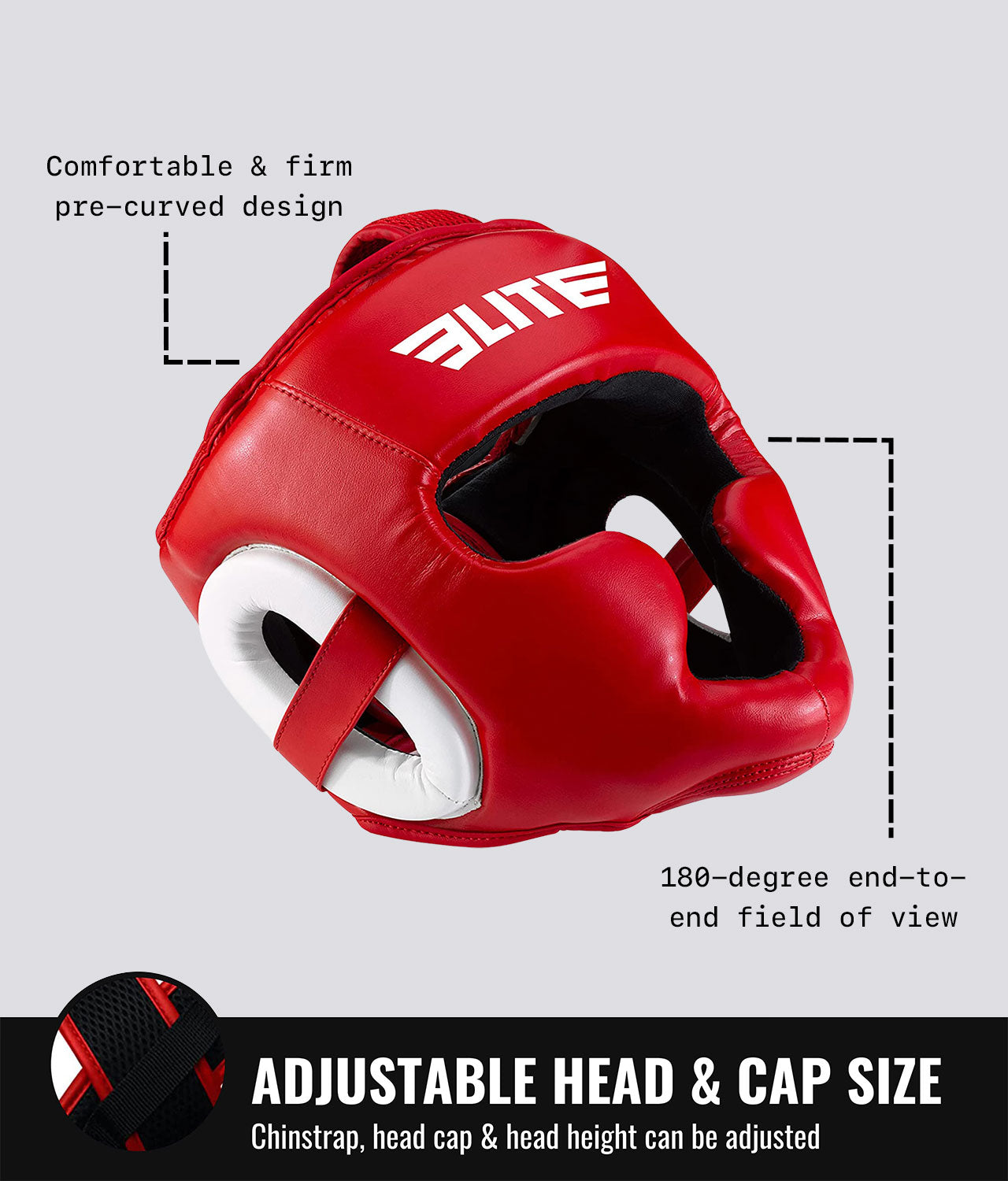 Elite Sports Adults' Essential Red MMA Headgear Adjustable Head & Cap Size