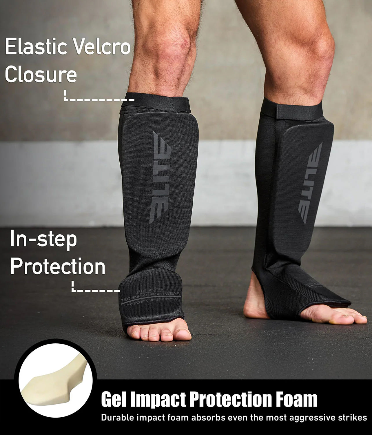 Adults' Standard Black/Black MMA Shin Guards