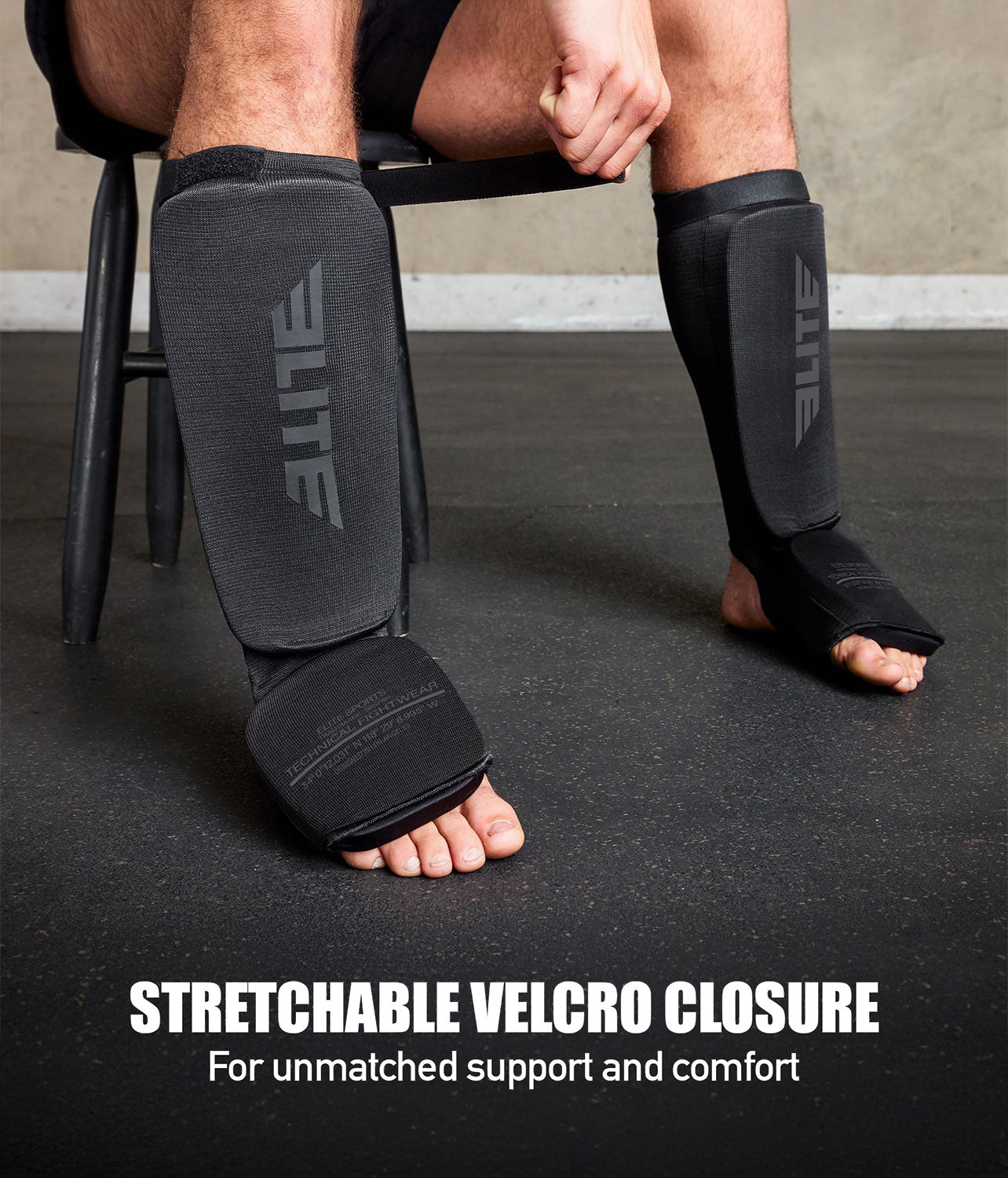 Adults' Standard Black/Black MMA Shin Guards