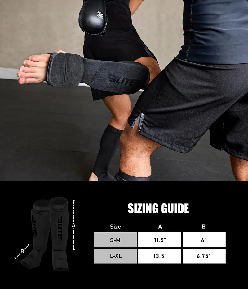 Adults' Standard Black/Black Training Shin Guards