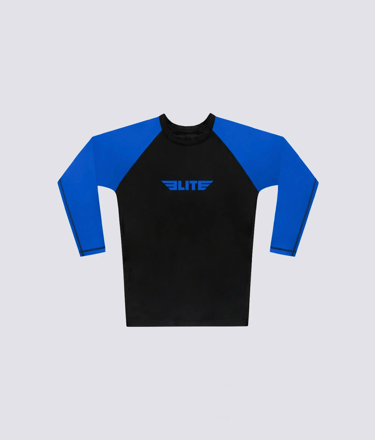 Elite Sports Men's Standard Blue Long Sleeve Wrestling Rash Guard Flat