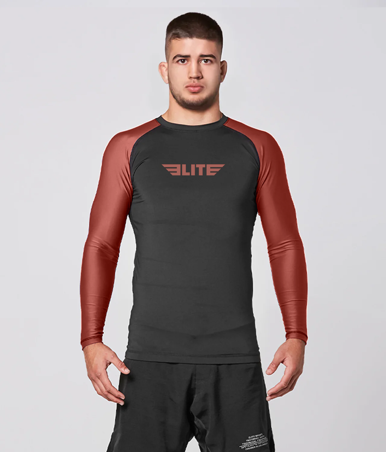 Men's Standard Brown Long Sleeve Jiu Jitsu BJJ Rash Guard