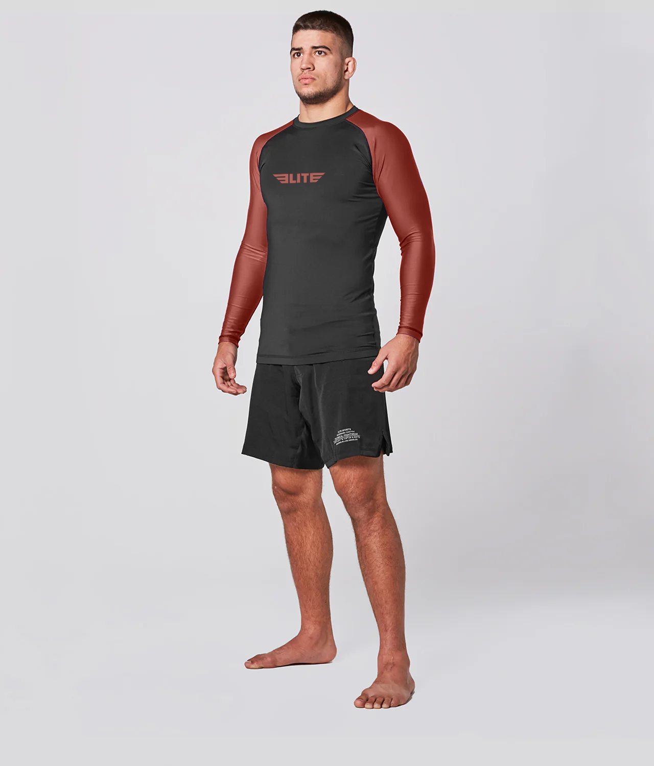 Men's Standard Brown Long Sleeve Jiu Jitsu BJJ Rash Guard