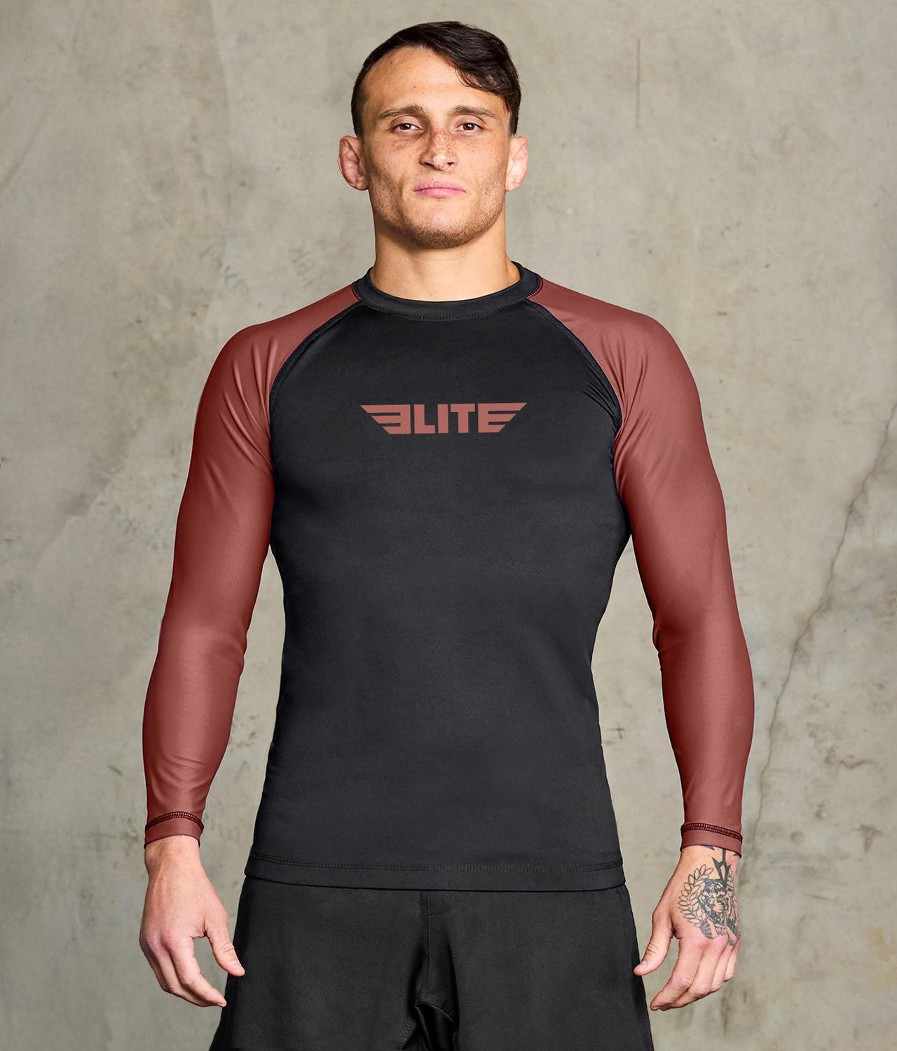 Men's Standard Brown Long Sleeve Muay Thai Rash Guard