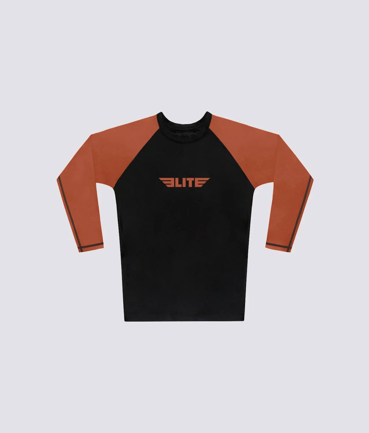 Elite Sports Men's Standard Brown Long Sleeve Wrestling Rash Guard Flat