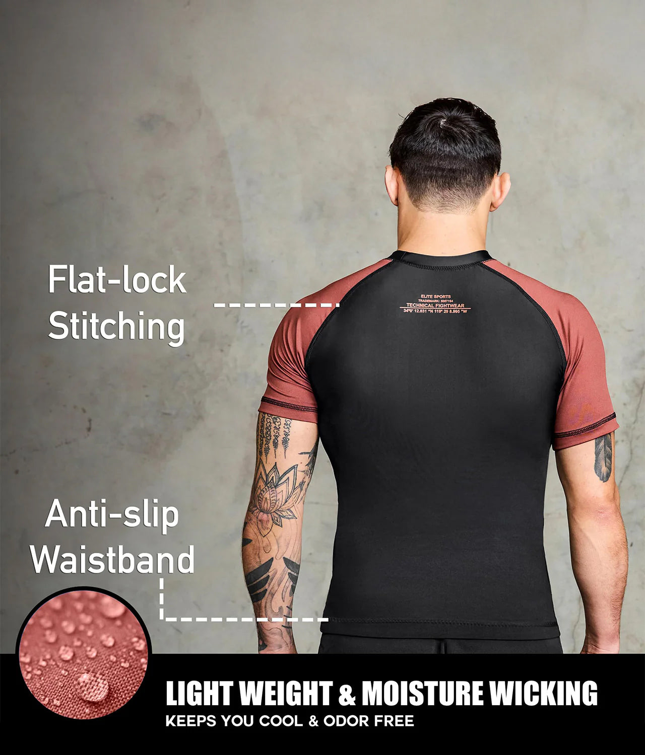 Men's Standard Brown Short Sleeve No-Gi BJJ Rash Guard