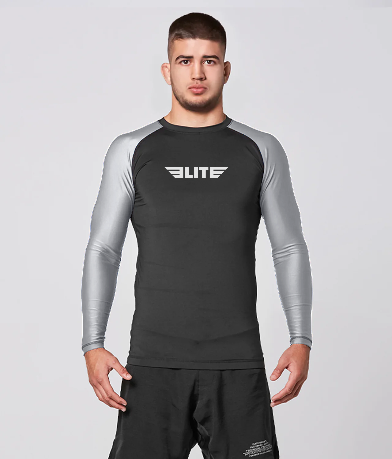 Men's Standard Gray Long Sleeve Jiu Jitsu BJJ Rash Guard