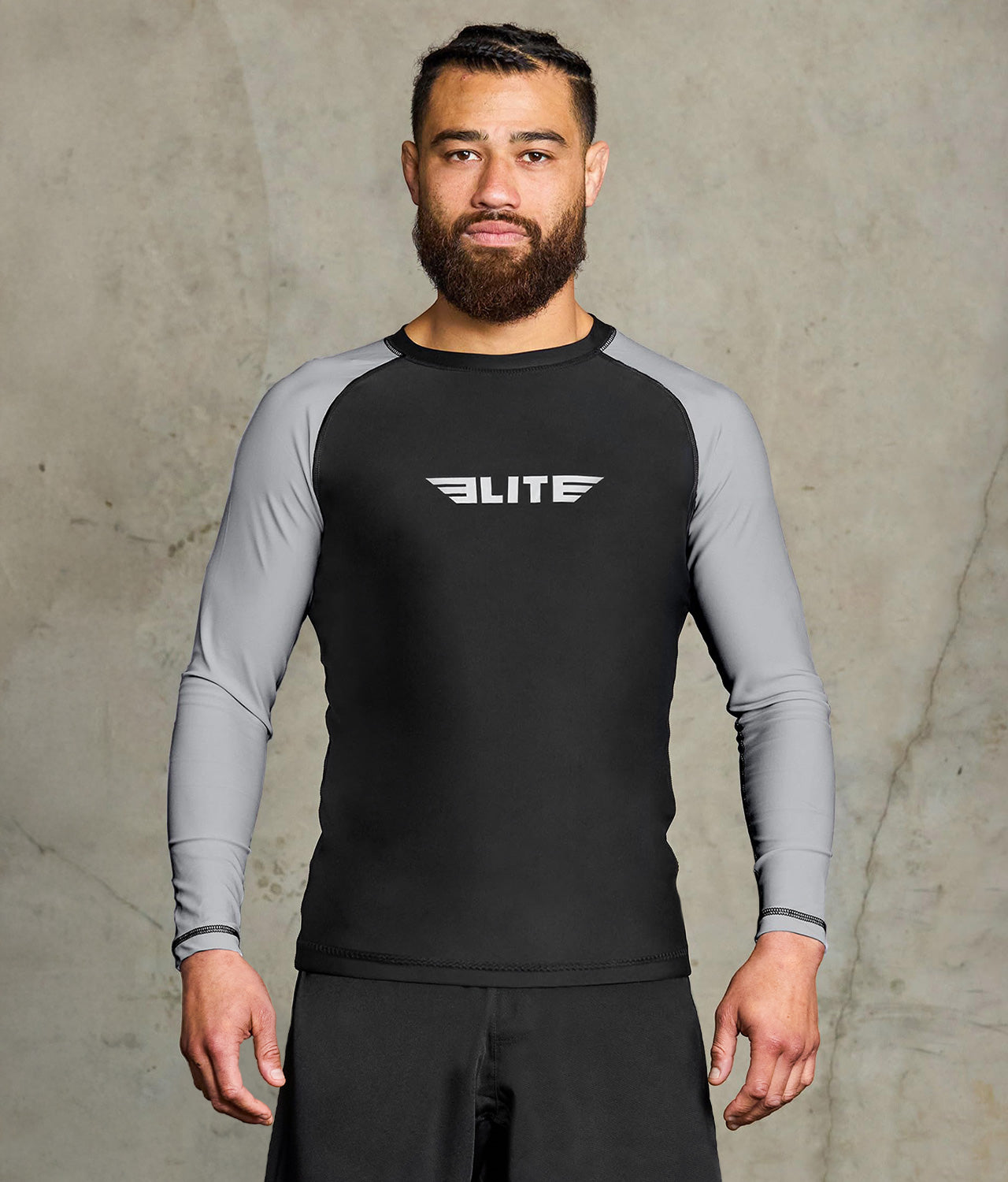 Men's Standard Gray Long Sleeve Wrestling Rash Guard