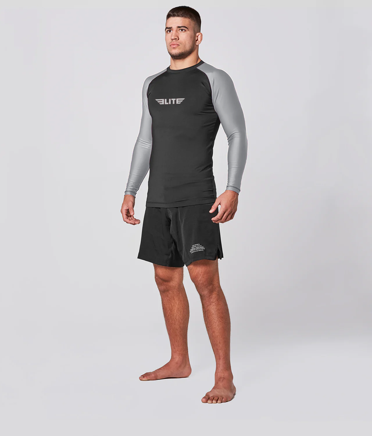 Men's Standard Gray Long Sleeve Jiu Jitsu BJJ Rash Guard