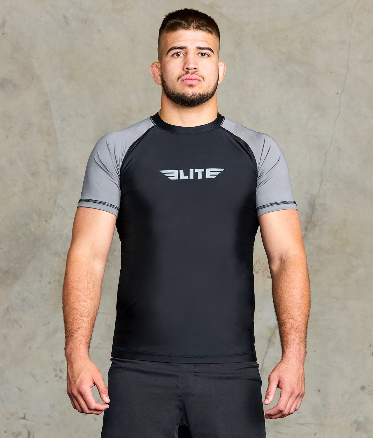 Men's Standard Gray Short Sleeve Jiu Jitsu BJJ Rash Guard