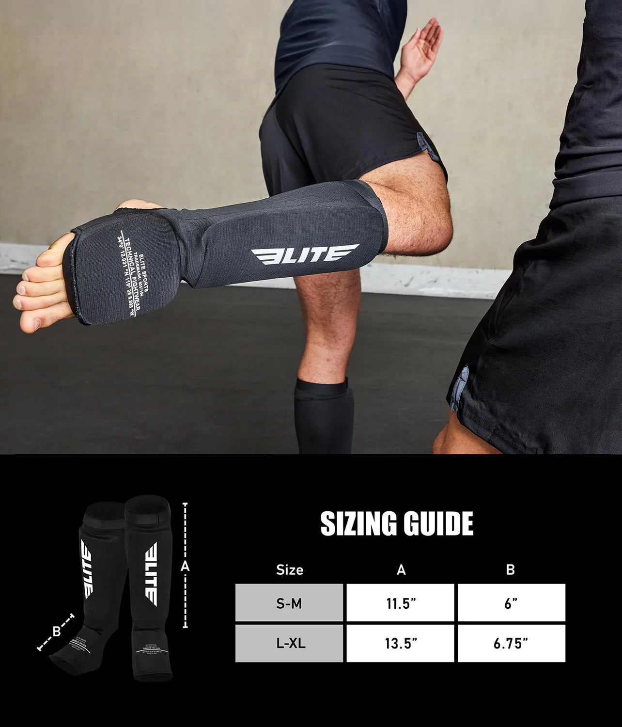 Adults' Standard Black MMA Shin Guards