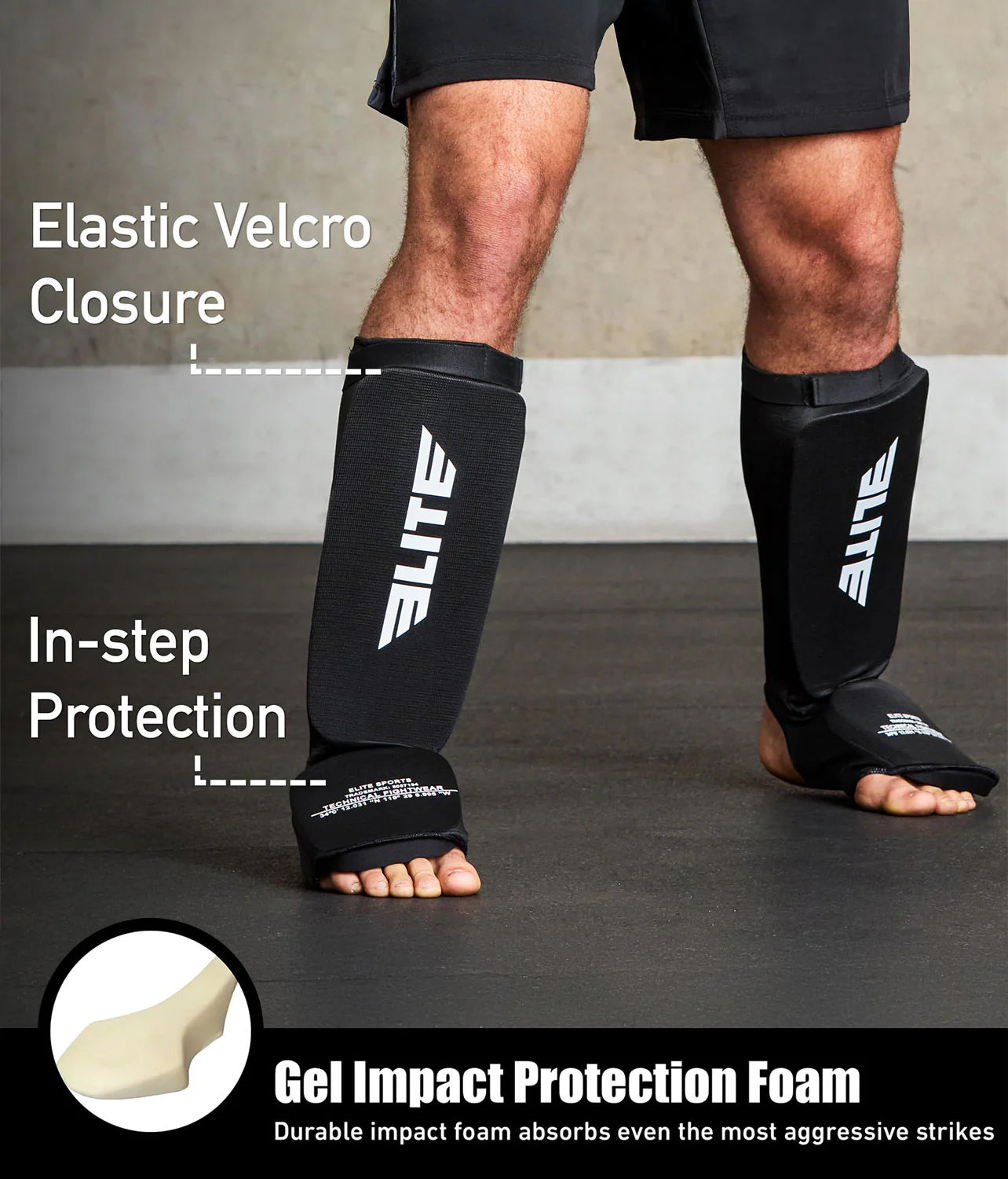 Adults' Standard Black MMA Shin Guards