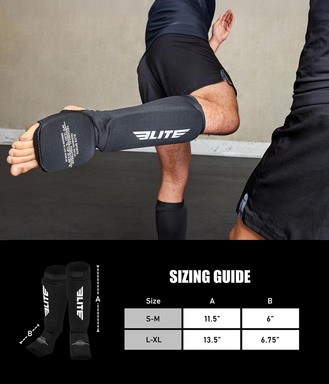 Adults' Standard Black MMA Shin Guards