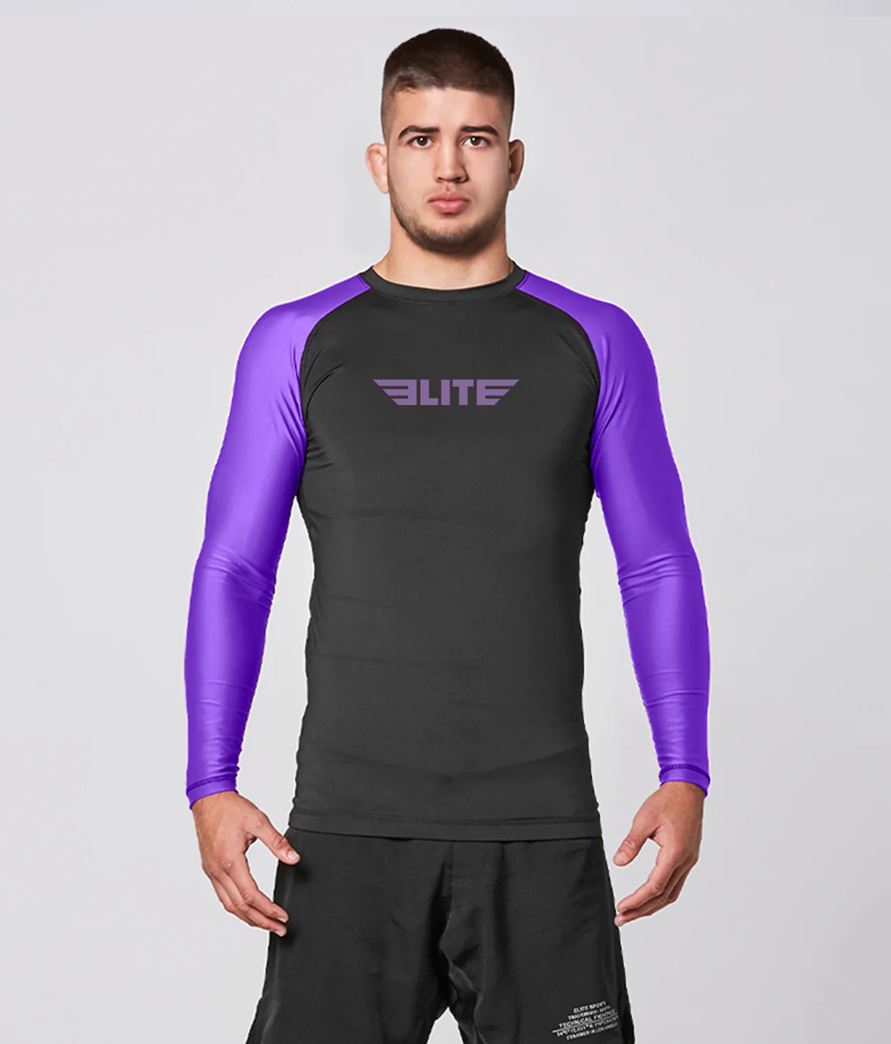 Men's Standard Purple Long Sleeve Jiu Jitsu BJJ Rash Guard