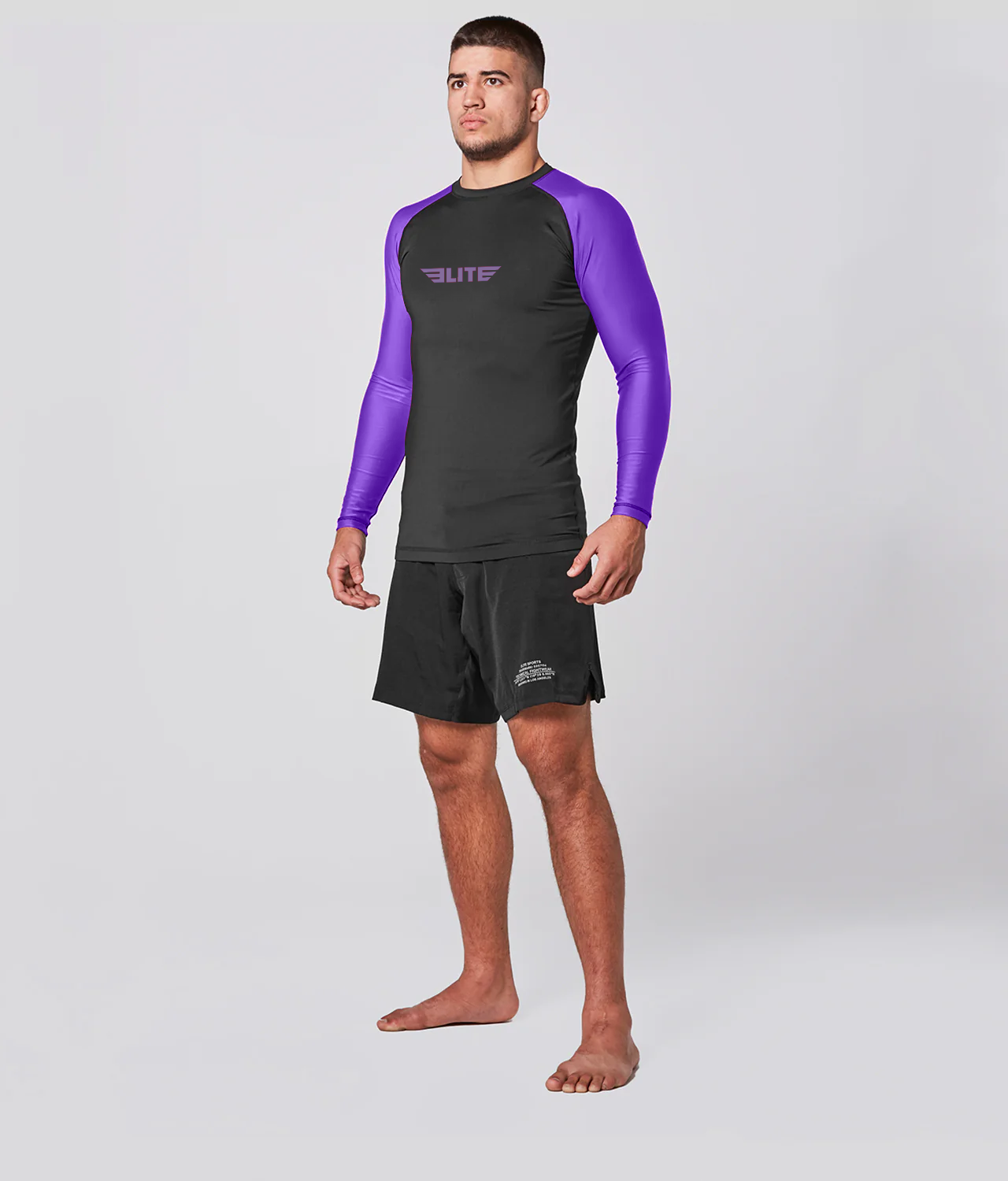 Men's Standard Purple Long Sleeve Jiu Jitsu BJJ Rash Guard