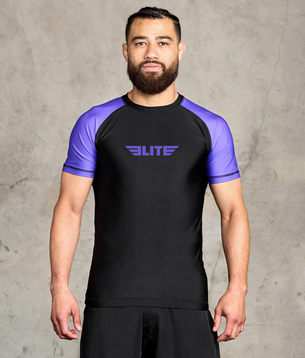 Men's Standard Purple Short Sleeve Jiu Jitsu BJJ Rash Guard