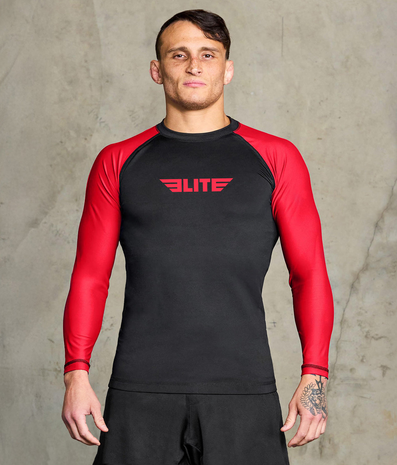 Men's Standard Red Long Sleeve MMA Rash Guard