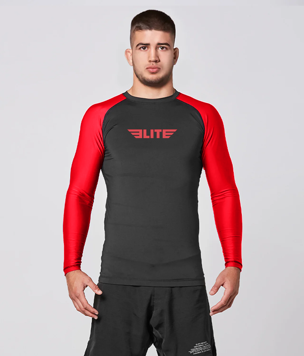 Men's Standard Red Long Sleeve Jiu Jitsu BJJ Rash Guard