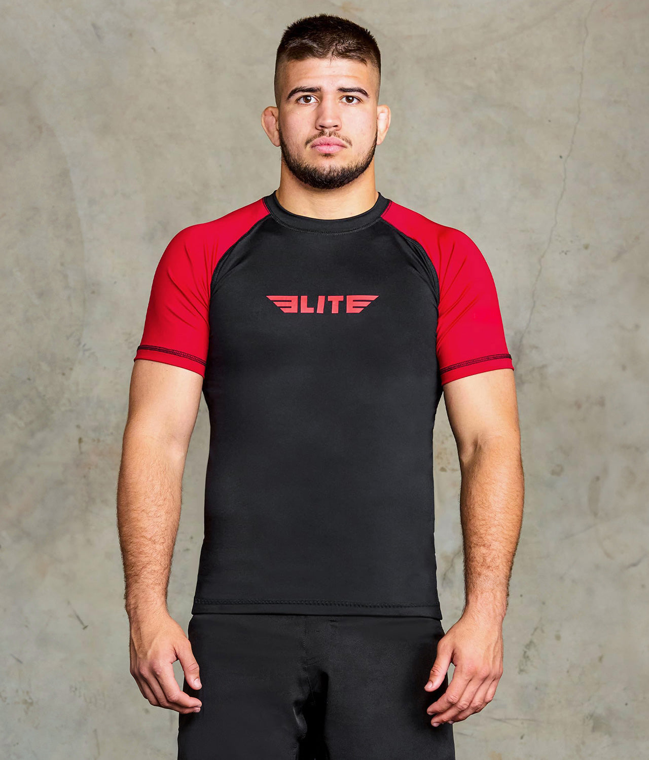 Men's Standard Red Short Sleeve Jiu Jitsu BJJ Rash Guard Main View