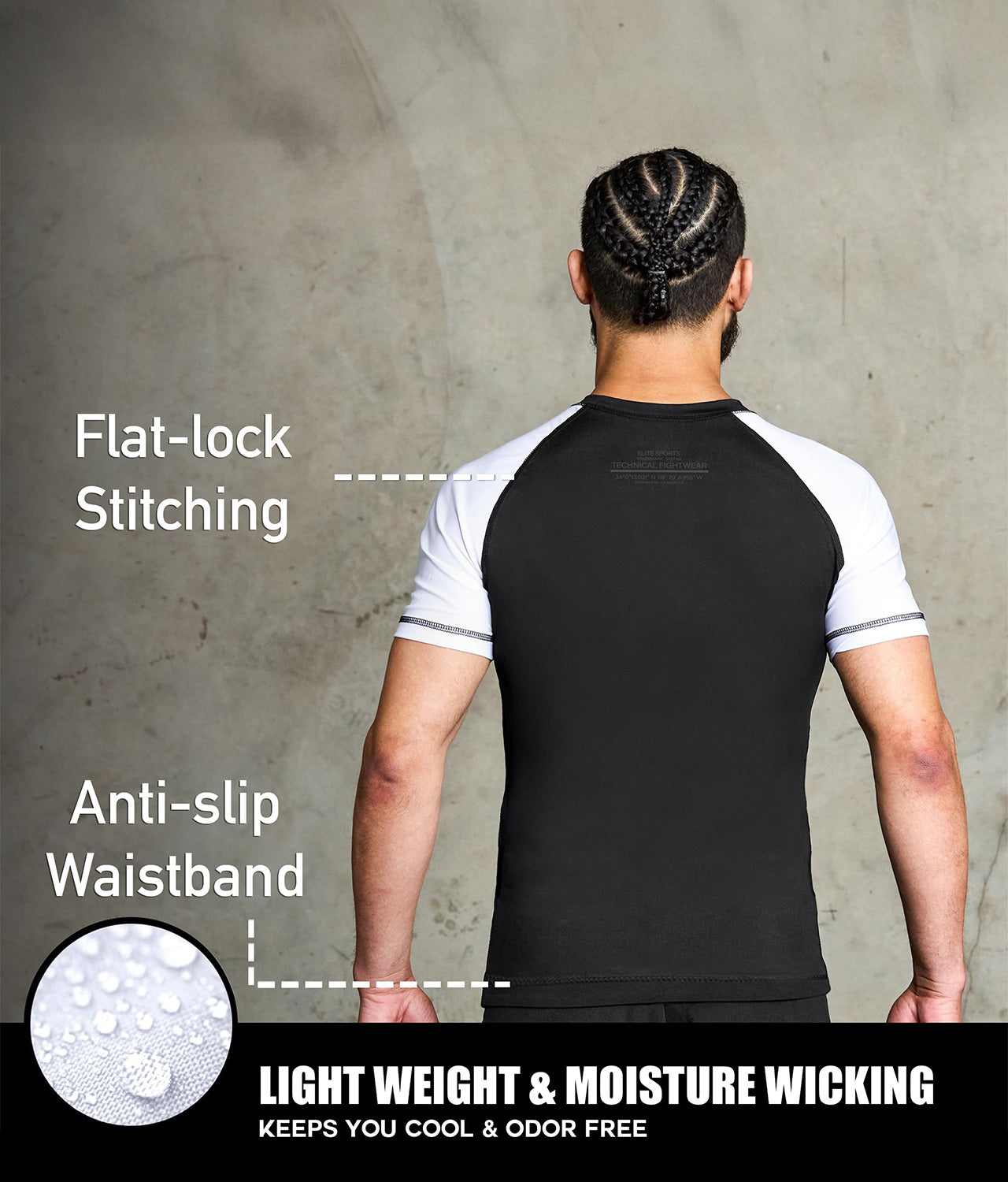 Men's Standard White Short Sleeve Wrestling Rash Guard