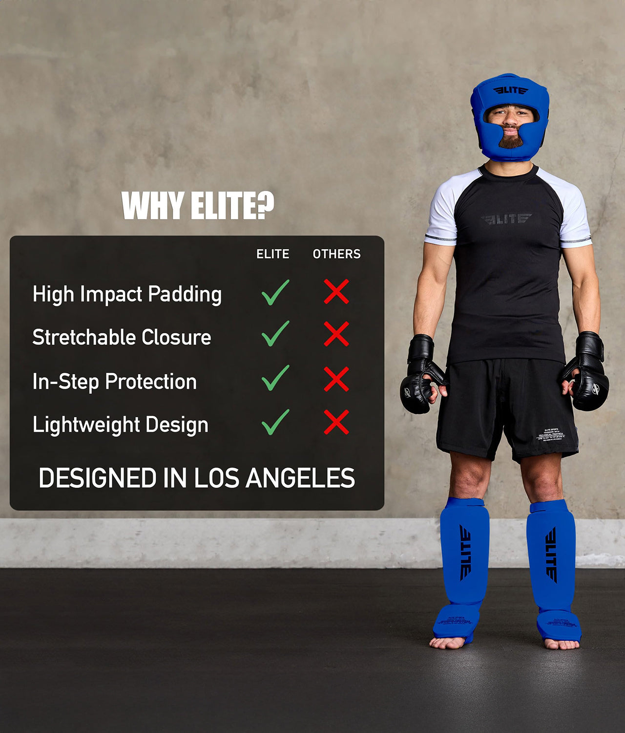 Adults' Standard Blue MMA Shin Guards