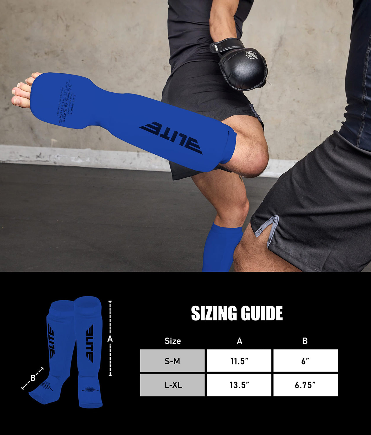 Adults' Standard Blue MMA Shin Guards