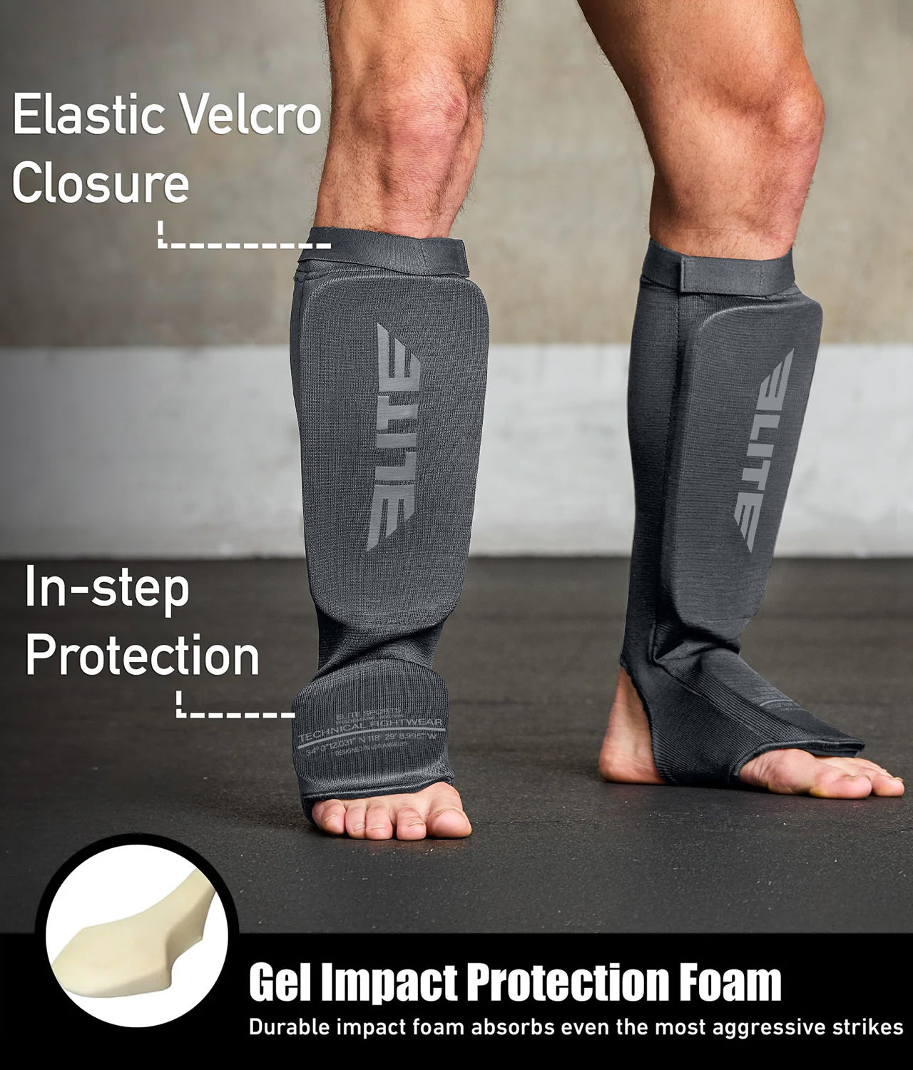 Adults' Standard Gray MMA Shin Guards