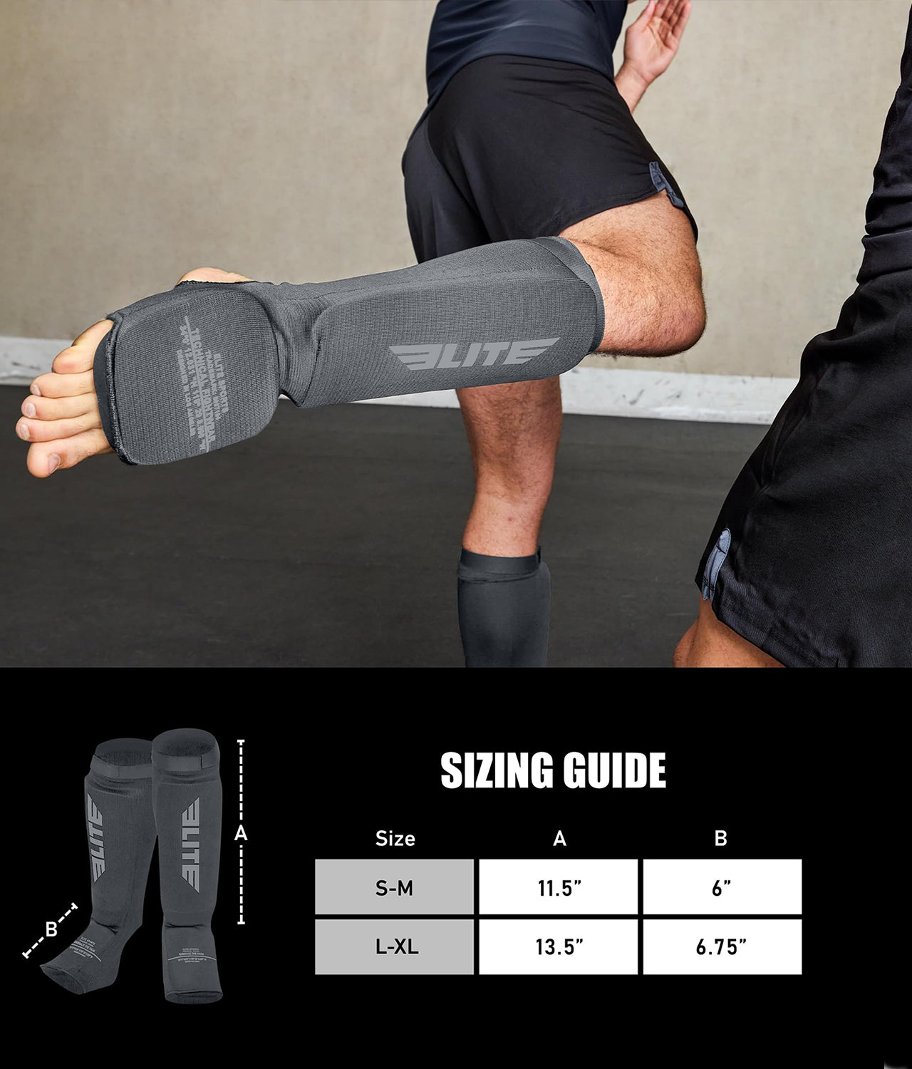 Adults' Standard Gray MMA Shin Guards