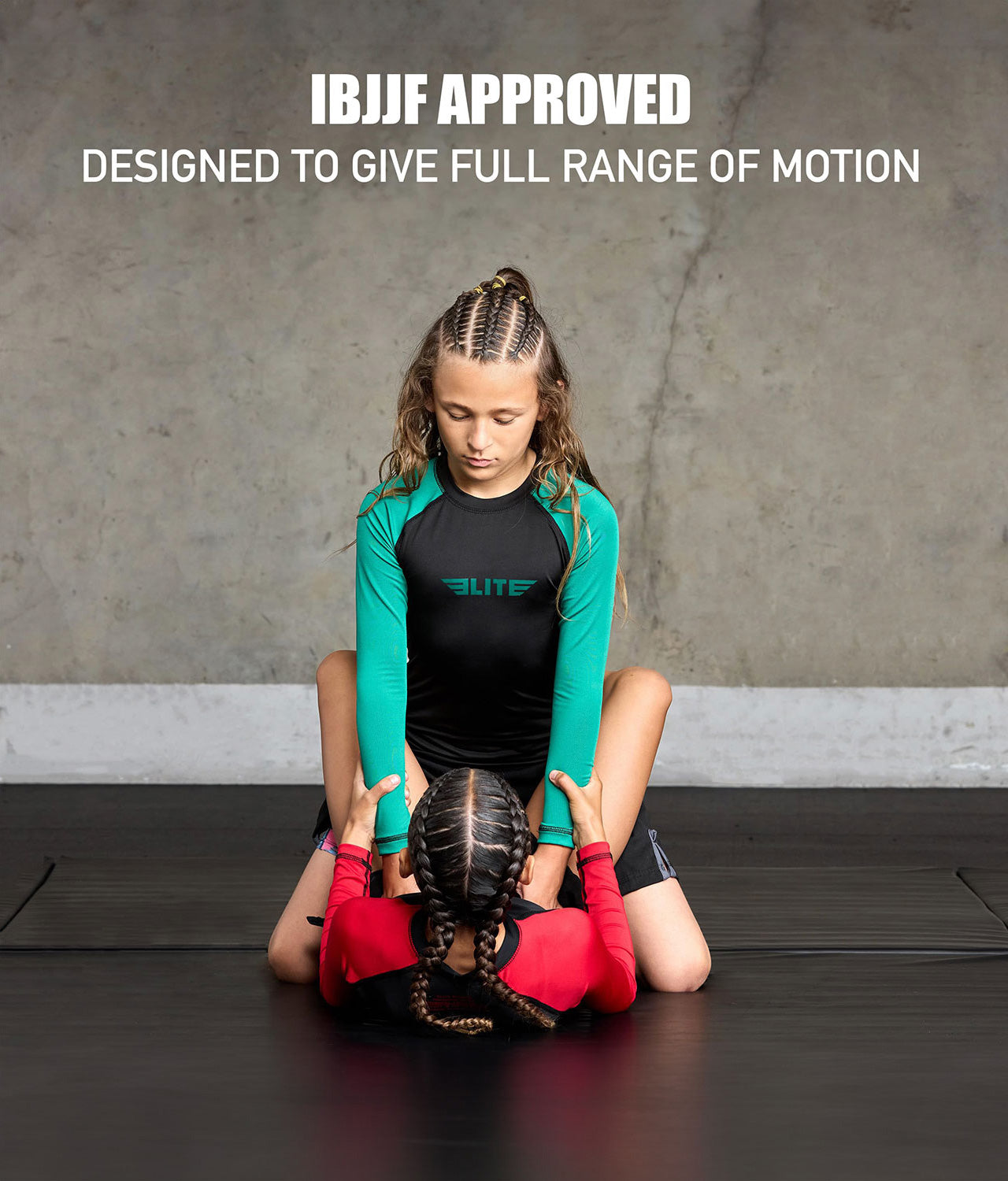 Kids' Standard Green Long Sleeve No-Gi BJJ Rash Guard