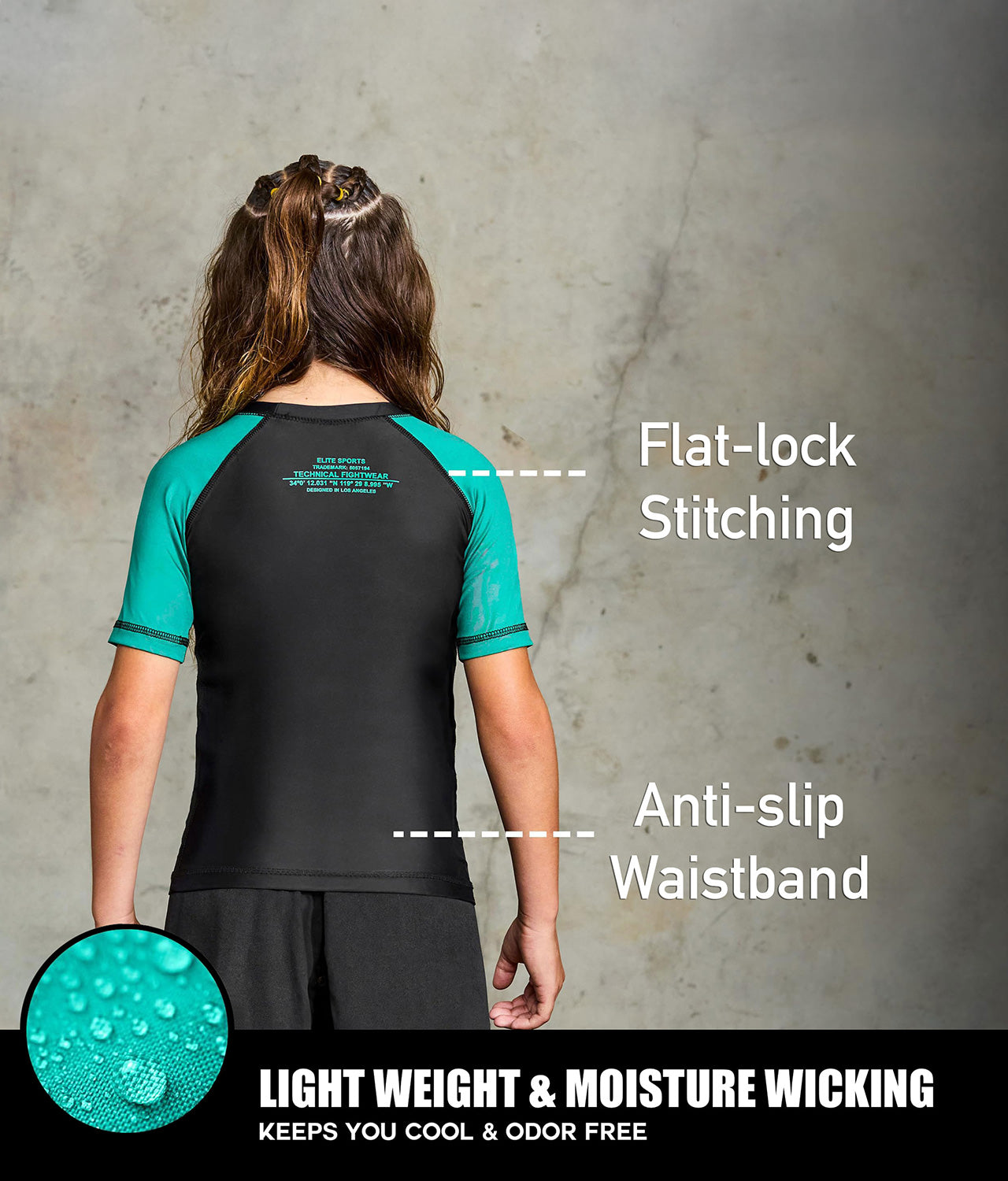 Kids' Standard Green Short Sleeve Training Rash Guard