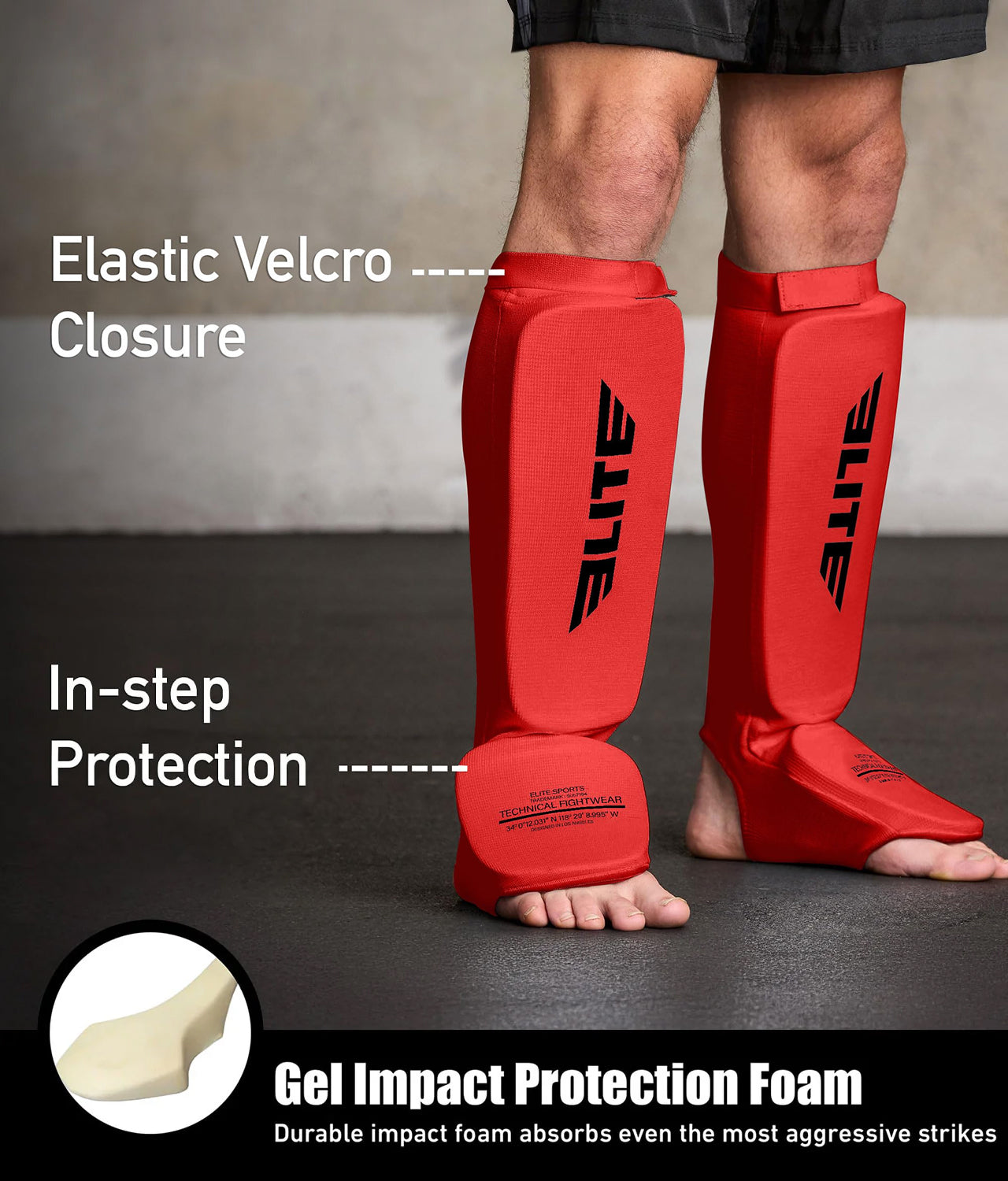 Adults' Standard Red MMA Shin Guards