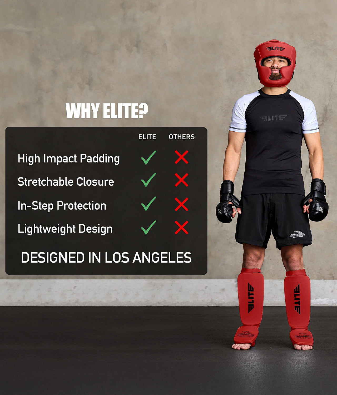 Adults' Standard Red MMA Shin Guards