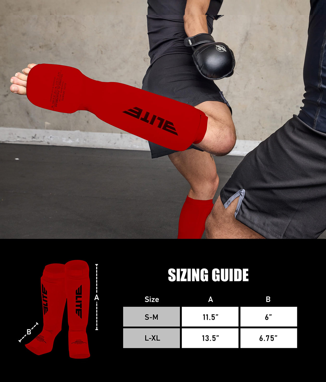 Adults' Standard Red MMA Shin Guards