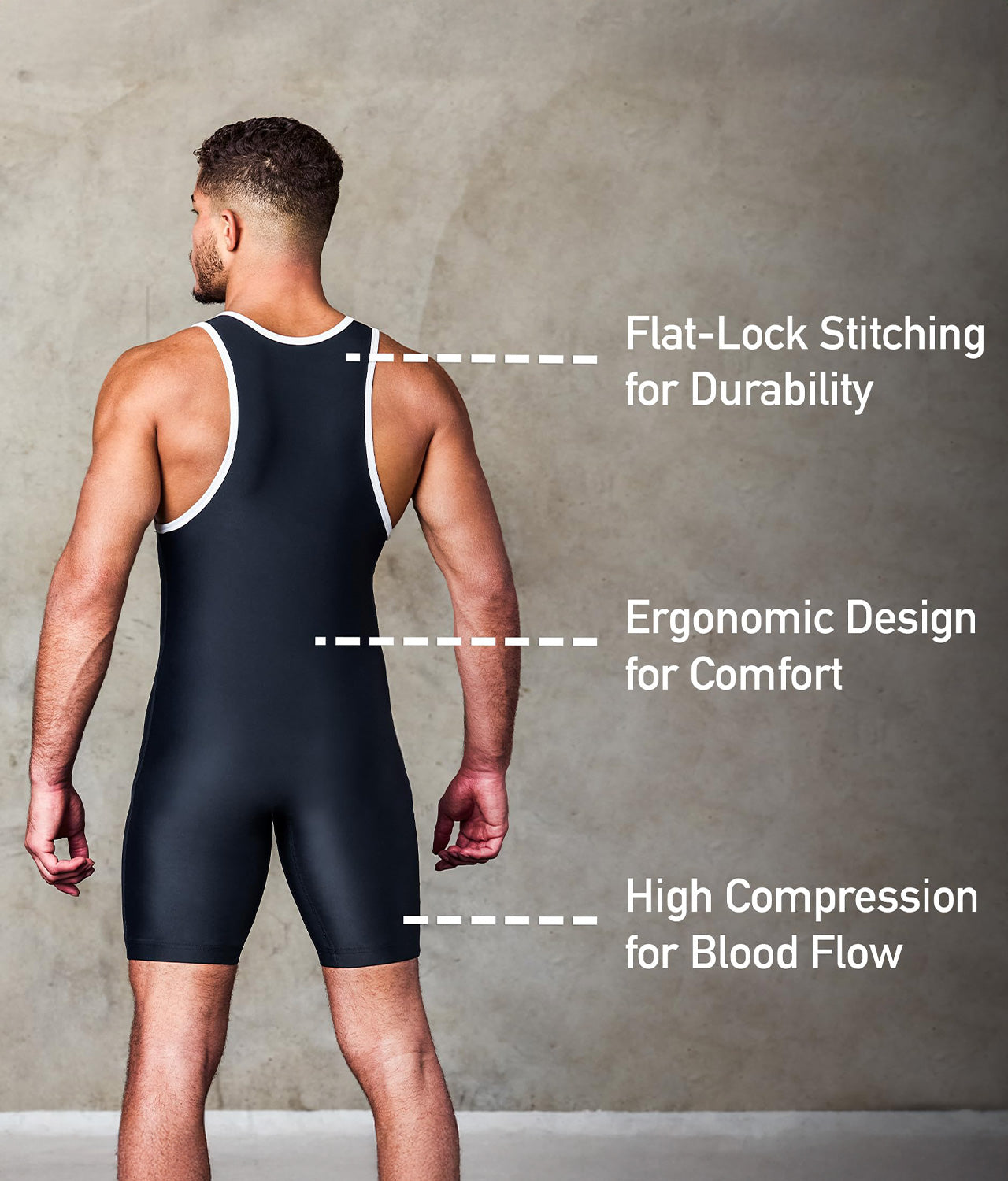 Adults' Standard Series Black Wrestling Singlets