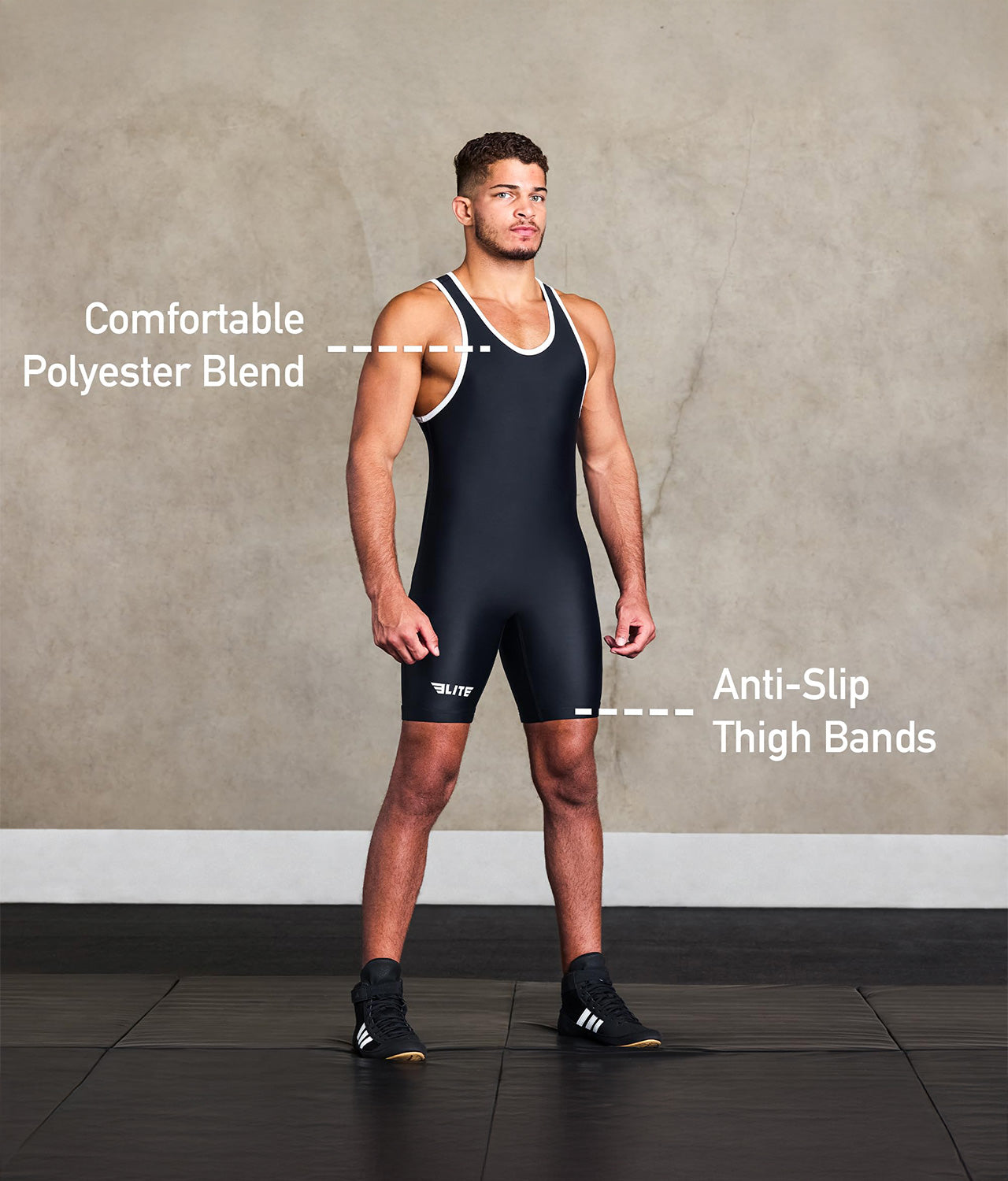 Adults Standard Series Black Wrestling Singlet