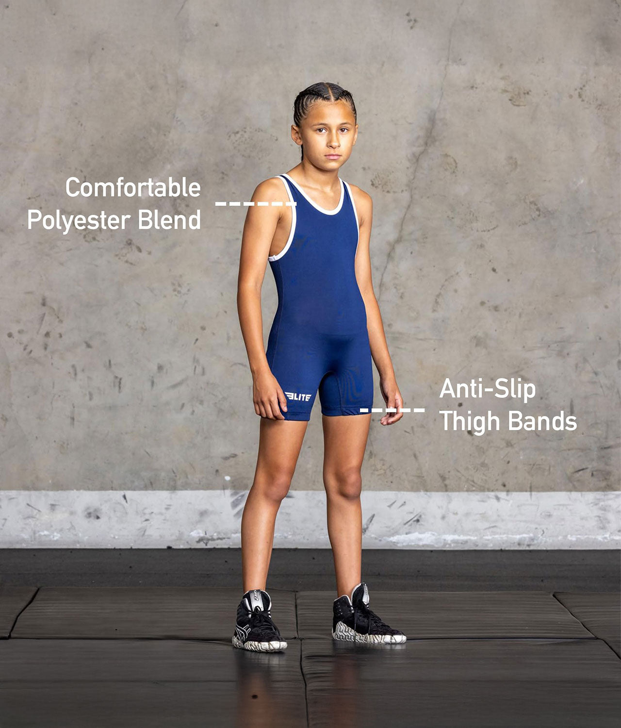 Standard Series Navy Kids Wrestling Singlet