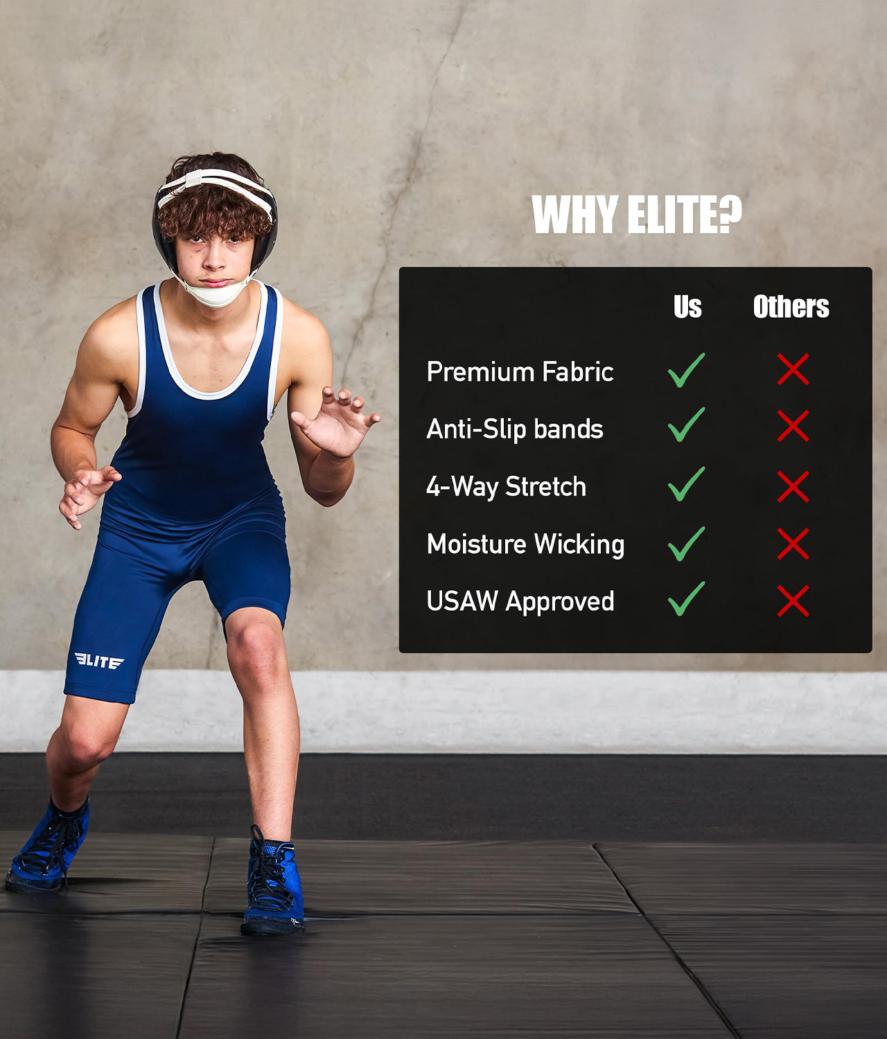 Adults' Standard Series Navy Wrestling Singlets