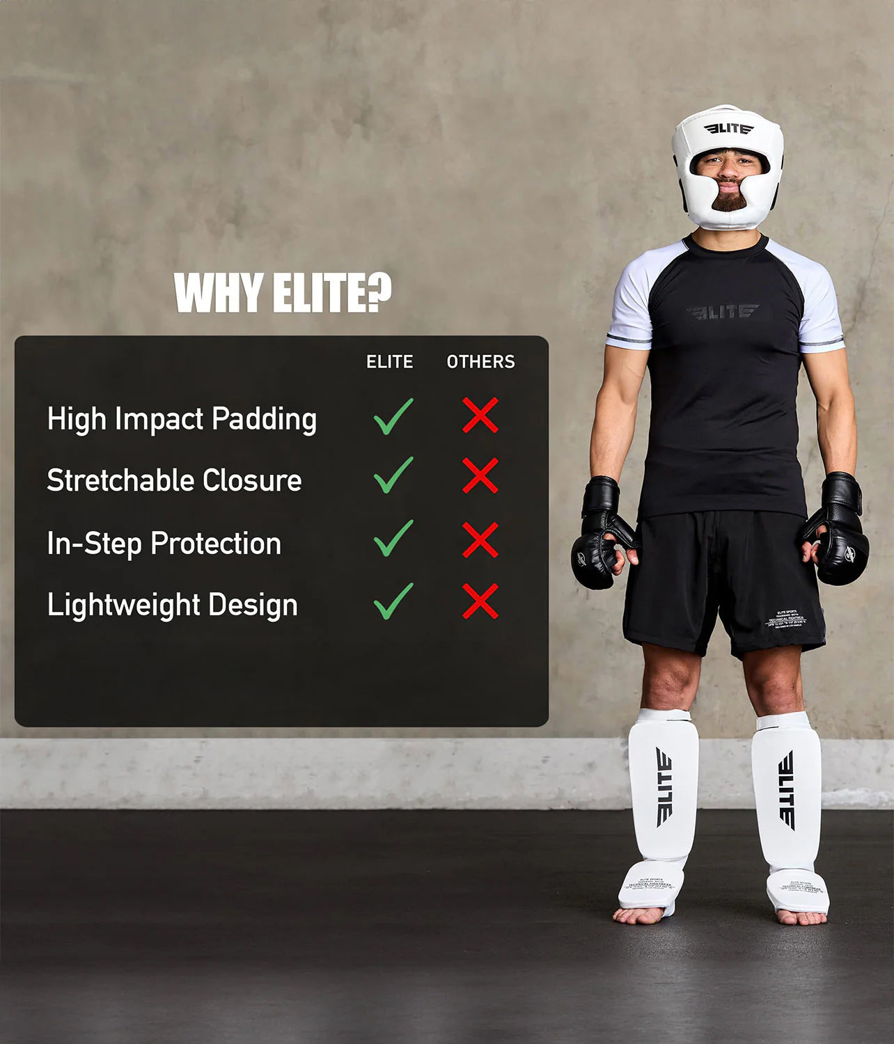 Adults' Standard White MMA Shin Guards