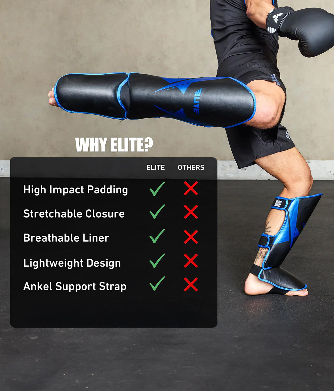 Adults' Star Blue Wrestling Shin Guards