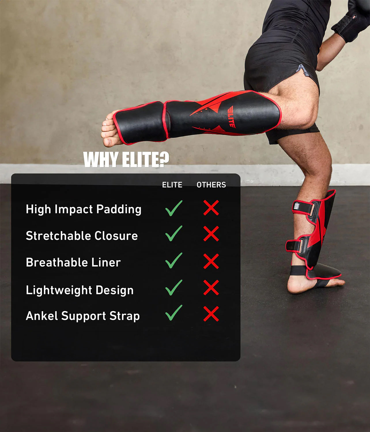 Adults' Star Red Wrestling Shin Guards