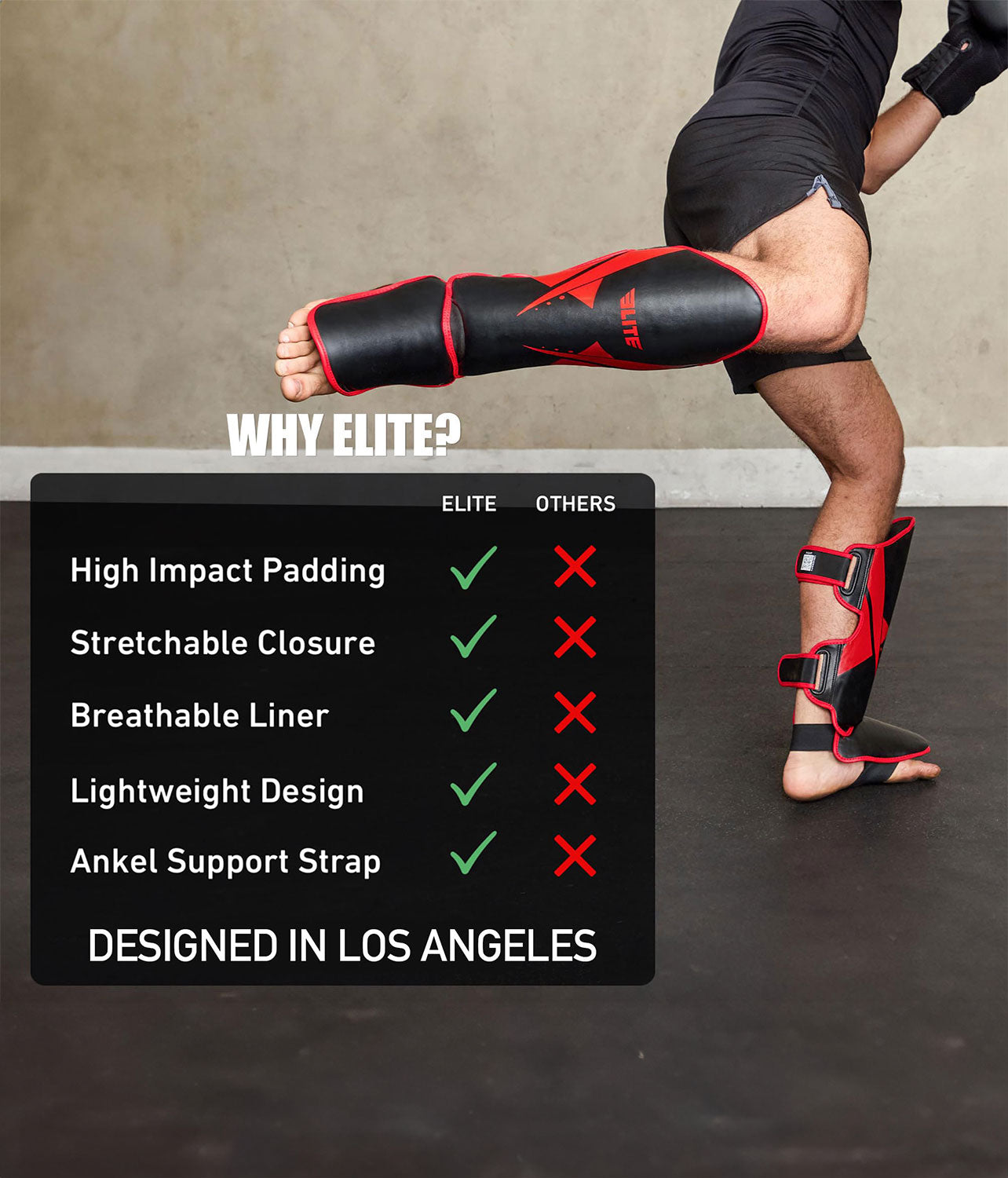 Adults' Star Red Wrestling Shin Guards