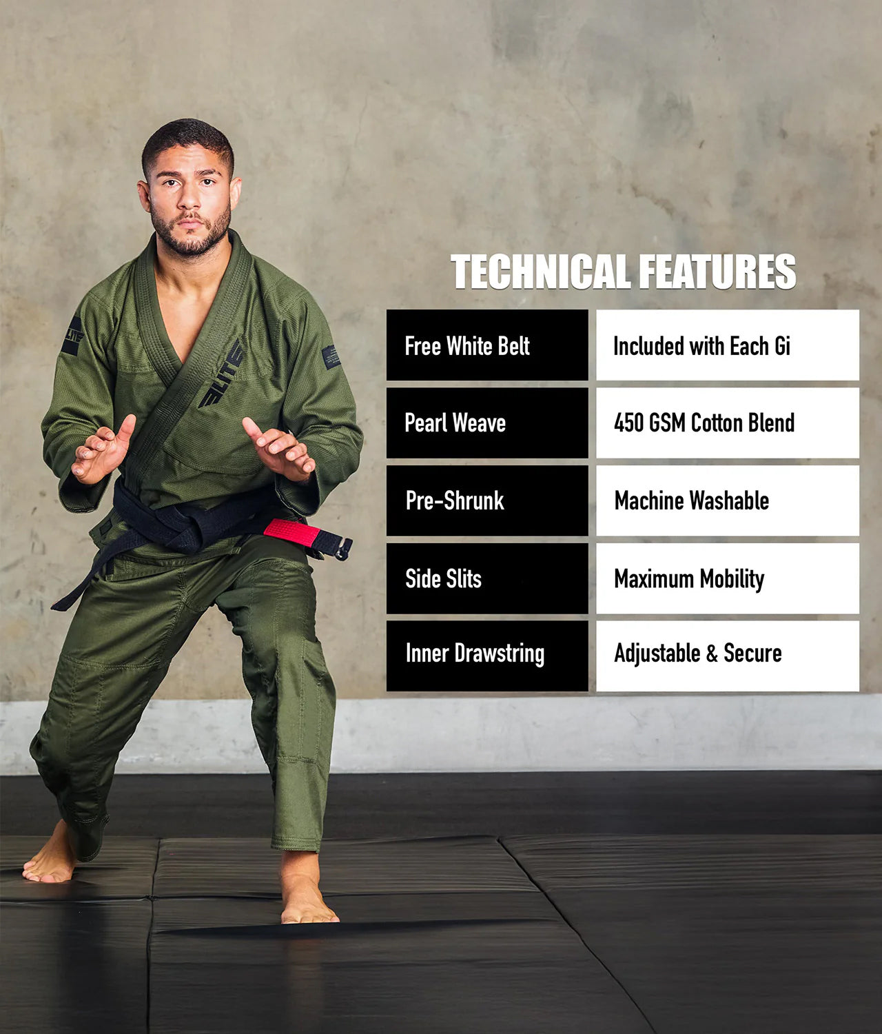 Men's Core Military Green Brazilian Jiu Jitsu BJJ Gi