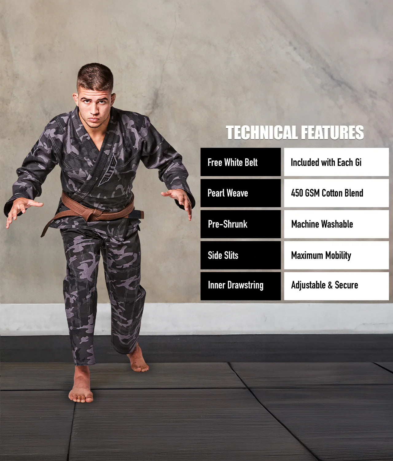 Men's Core Gray Camo Brazilian Jiu Jitsu BJJ Gi