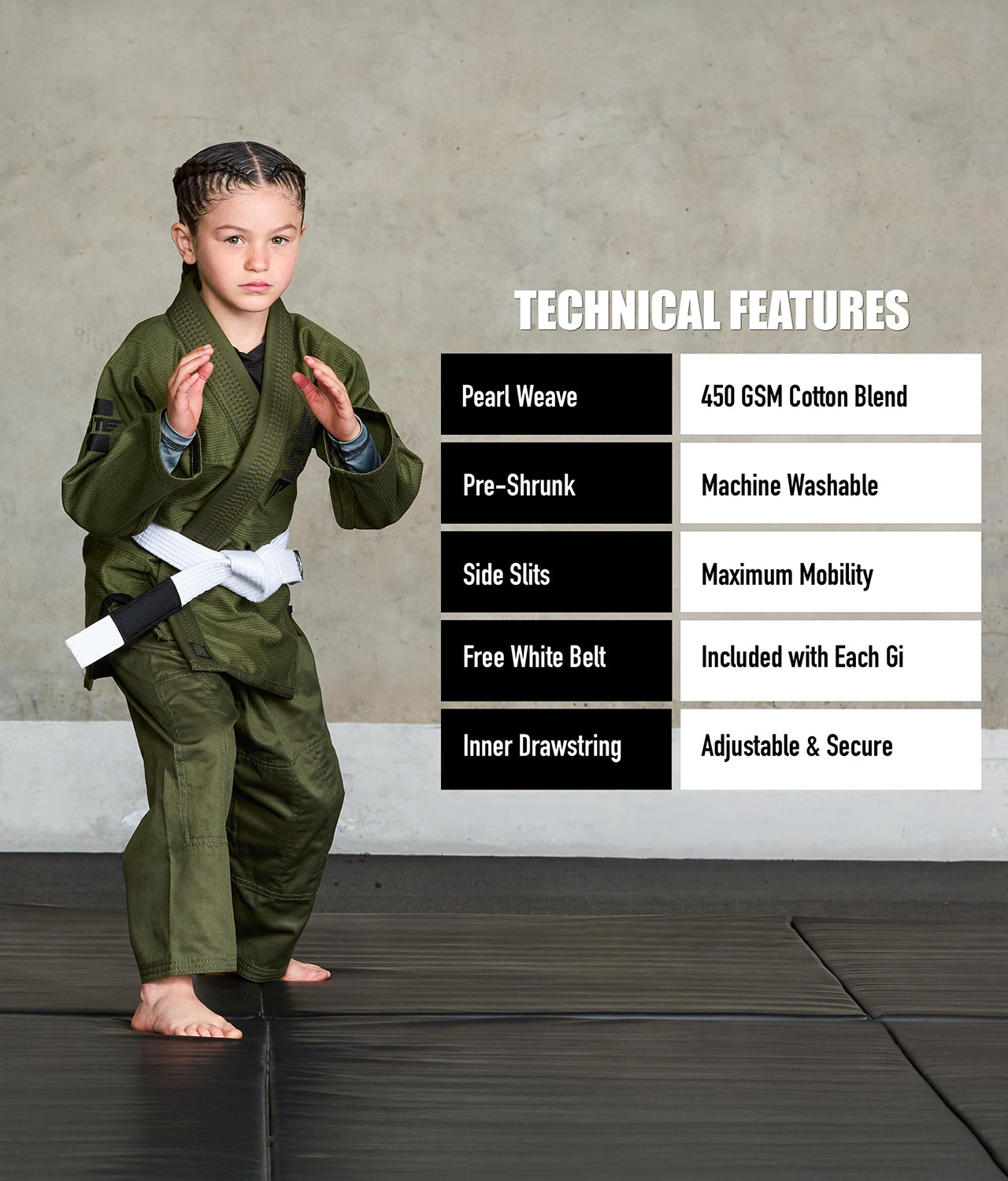 Kids' Core Green Brazilian Jiu Jitsu BJJ Gi