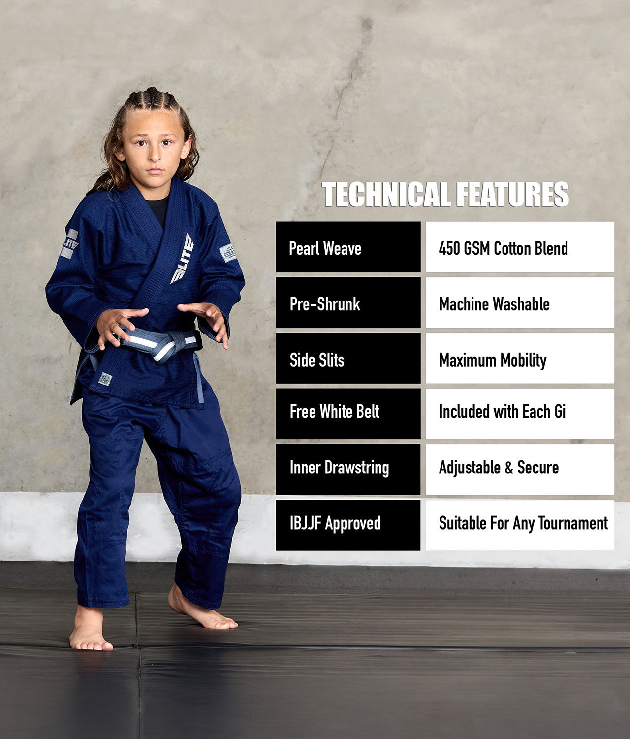 Kids' Core Navy Brazilian Jiu Jitsu BJJ Gi