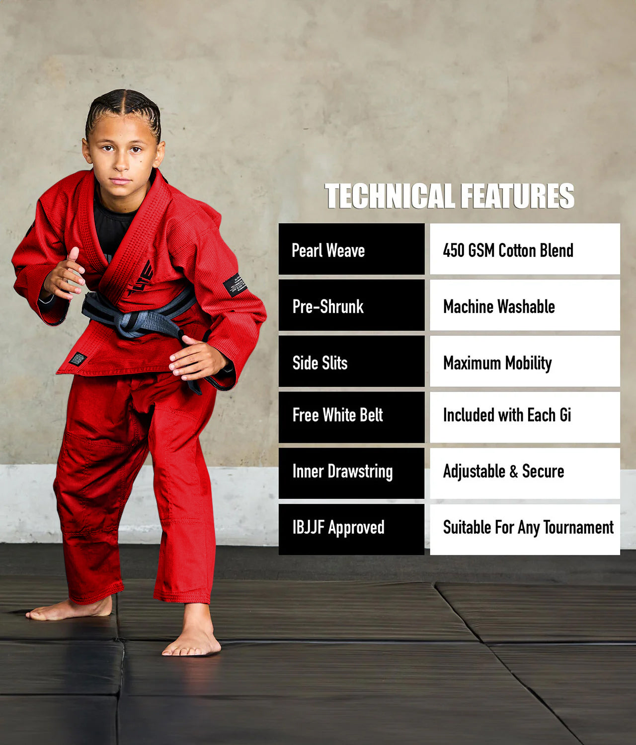 Kids' Core Red Brazilian Jiu Jitsu BJJ Gi