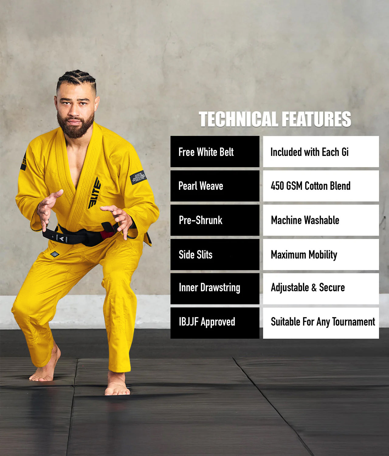 Men's Core Yellow Brazilian Jiu Jitsu BJJ Gi