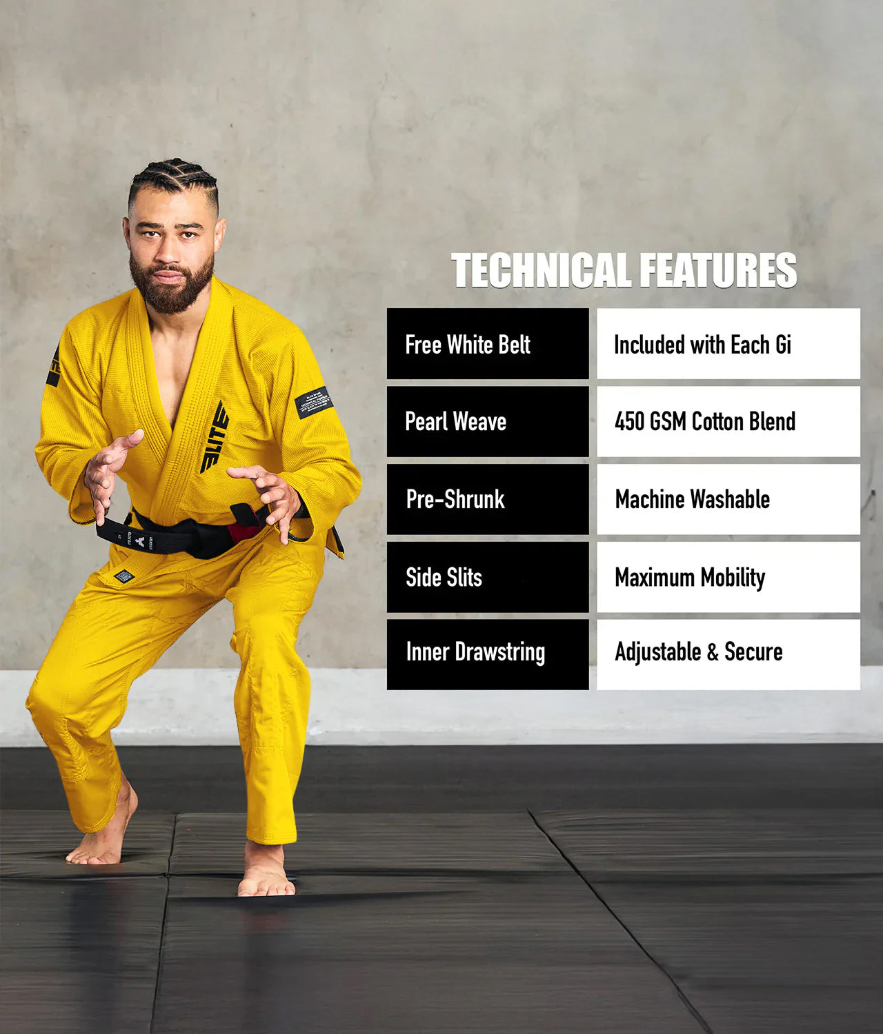 Men's Core Yellow Brazilian Jiu Jitsu BJJ Gi